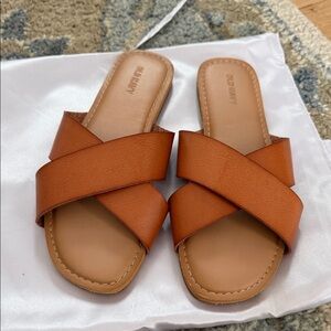 Old Navy Women's Brown Cross-Strap Sandals